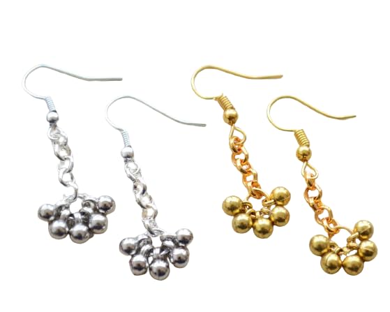 Pretty Ponytails Gift Set 2 Gold Silver Small Ethnic Ghungroo Beaded Jhumka Jhumki Earrings for Kids Girls or Women Minimalist Traditional Jewellery for Festival Wedding Party or Work Office Wear (B08ZCPRHJS) Amazon Price History, Amazon Price Tracker