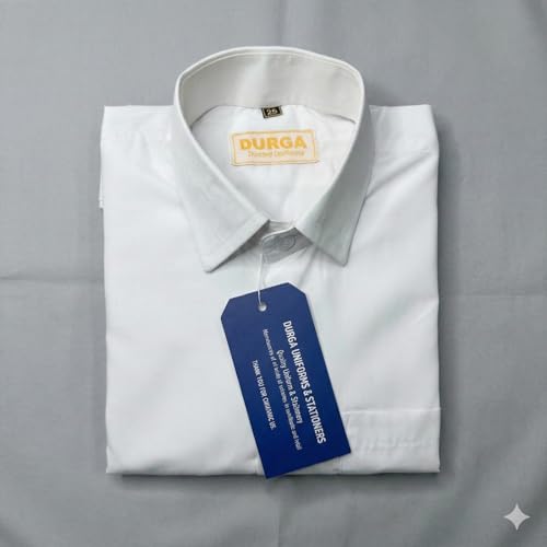 Image of Durga Uniform & Stationers Unisex White School Uniform Shirt | Full Sleeves |100% Cotton | Regular Fit