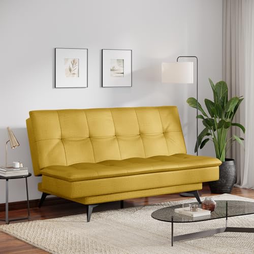 Image of Wakefit Flexia Sofa Cum Bed - Three Seater - Reflection Series Yellow