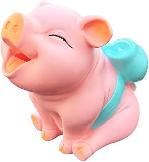 Cute Pig Coin Money Bank, Shatterproof Piggy Bank, 1000 Coins Capacity, Kids Birthday Gift (Blue Ribbon)