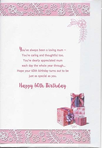 Geburtstagskarte Happy 60th Birthday Mum | Mittlere Größe | Mit Liebevollem Text