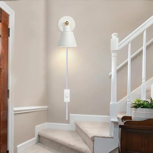 Aplique de pared E27 orientable 240° con interruptor integrado y cable para iluminación interior 5