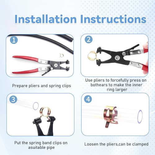 130 Stück Schlauchschellen 16 Größen Sortiment mit Schlauchklemmzange Rohrschellen Federbandschellen Klemmen Schlauch Federklemmen Verschluss Clip für Auto Kraftstoffleitung Garten Haushalt Werkstatt