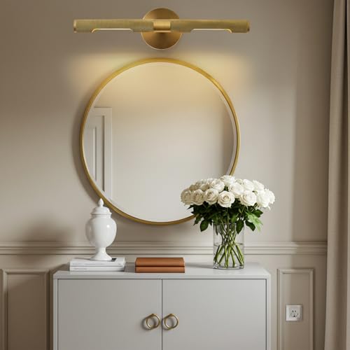 Image of Museum Gallery Picture Light for Wall 24in Long Gold Brass Dimmable Hardwired Wall Sconces with E12 Bulb - Frame Pictures Art Deco Sconce Lights for Painting Photo Artwork Library Vanity Over