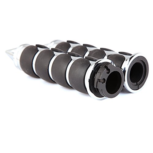 Pair of 1" Dual Motorcycle Bar End Hand Grips Handlebar for Cruisers Harley Yamaha Suzuki-Silver