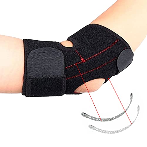 YSTEER 2Pcs Elbow Brace, Adjustable Elbow Strap with Dual-Spring Stabilizer, Provides Support and Relieve Pain for Men Women for Weightlifting, Strength Training, Working Out - Black