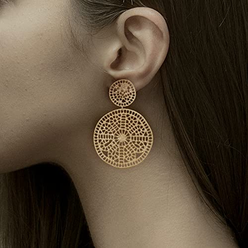 Kallacalla Filigree Post Earrings, Geometric Earrings, Drop Gold Earrings, Dangle Earrings, Gift For Her #TOP5