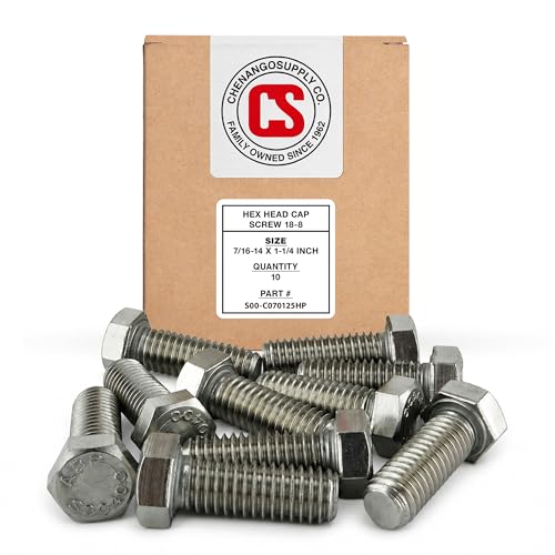 Image of Stainless 7 /16-14 x 1-1 /4 inch Hex Head Bolts (3 /4 inch to 5 inch Lengths Available in Listing), 304 Stainless Steel, 10 Pieces (7 /16-14 x 1-1 /4 inch)