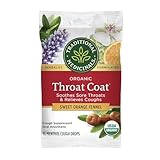 Traditional Medicinals Organic, Throat Coat Lozenges, Sweet Orange Fennel with Menthol - Herbal Cough Drops, Helps Soothe Sore Throat & Relieve Cough - Non-GMO, Stimulant-Free - 16 Count