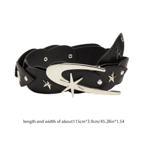 Star Belt Western Adult Belt with Star Rivet Decoration Wear-Resistant Stitching Belt PU Belt Suitable for Rock Fans Decoration4