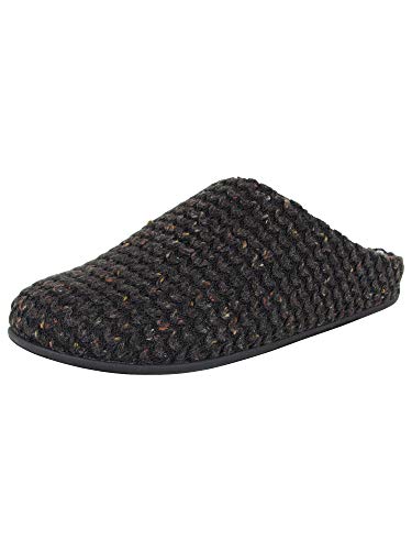 FitFlop Womens Chrissie Knit Slipper Shoes, Black, US 5