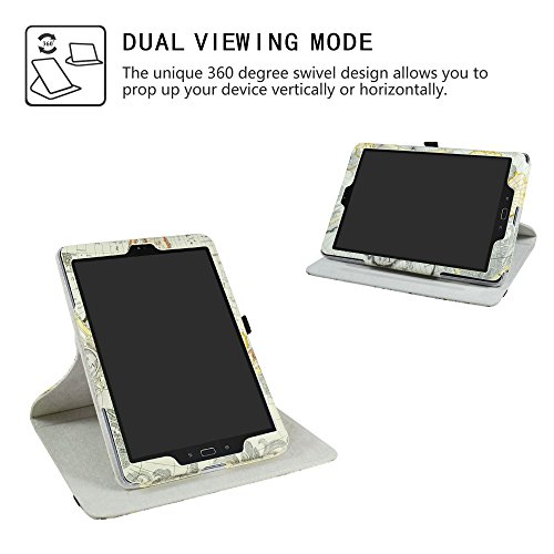 Asus Zenpad Z10 Zt500Kl Case,Liushan 360 Degree Rotation Stand Pu Leather With Cute Pattern Cover For 9.7" Asus Zenpad Z10 Zt500Kl Tablet,Map White #TOP2