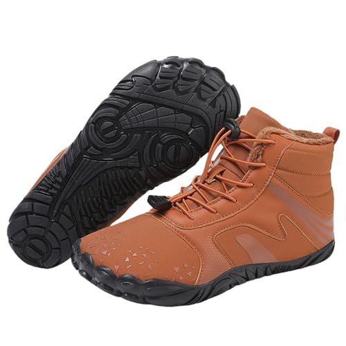 Winter Barefoot Boots Women Men Hiking Shoes, Waterproof Warm Fur Lined Zero Drop Boots Non-Slip Wide Toe Box Comfortable Hike Barefoot Shoes Walking Outdoor Footwear