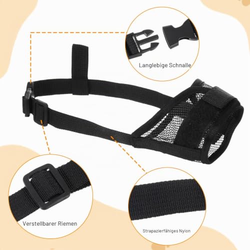 ElevateTech 3 Stück Maulkorb Für Hunde Verstellbare Schlaufe Weicher Netzmaulkorb Für Kleine Mittelgroße Und Große Hunde Verstellbarer Riemen Atmungsaktiver Mundschutz Schützt Vor Beißen Bellen Kauen