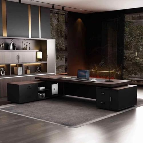 Image of Lakdi The Furniture Co Luxury Executive Director Table with Floating Worktop, Integrated LED Under-Glow, Dark Matte Finish, Premium Office Desk - LDL-731