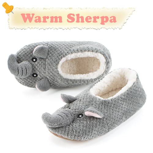 Image of The Metluks Cute Animal House Slippers, Warm Fuzzy Slipper Socks with Grippers Non Slip, Cozy Funny Gifts