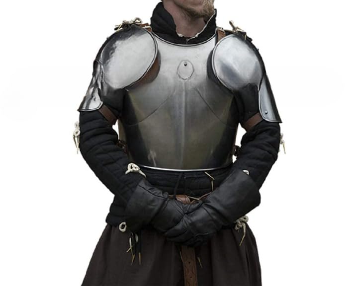 Medieval LARP Fantasy Costume Steel Armour Cuirass Breastplate with Pauldrons Halloween Costume