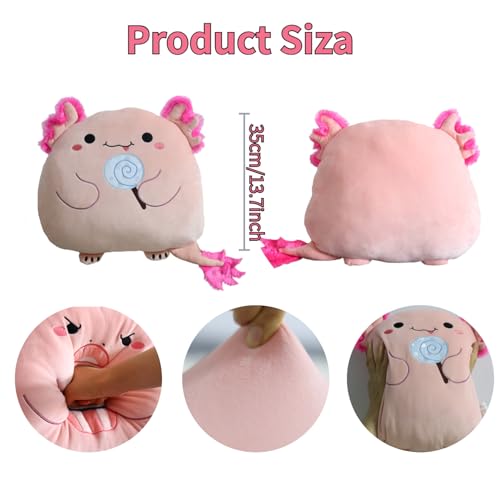 Coussin peluche axolotl rose : doudou salamandre lavable et extra doux - 4