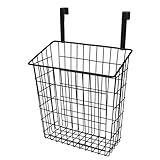 Cesto sospeso in metallo nero per ante dell'armadio – 39 x 25 cm – organizer da appendere – cestino in filo metallico per scaffali, armadi, cucina, bagno, ufficio