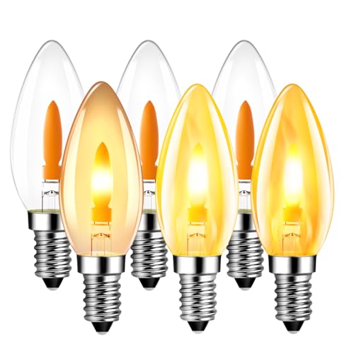 LVWIT LED Kerzen Glühbirne Flackernde Flamme E14 Warmweiss 1W, Flammeneffekt Stimmungslicht Flackerlampe 1800K für Zuhause Garten Bar Halloween Weihnachten, Ersetzt 3W Glühlampen, 6er Pack