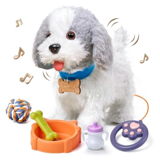 OR OR TU Perro Juguete Que Anda y Ladra y Lame, Peluche Perritos de Juguete Que Andan con Correa, Perro Robot Interactivos Perro Juguetes Niños 3 4 5 6+ Años Regalo