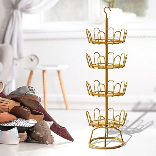Arbre à chaussures rotatif or à 4 niveaux pour gain de place maison - 3
