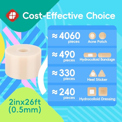 Image of LIFARA Hydrocolloid Roll for Wound Care - Cut-to-Size, Hydrocolloid Patch Bandages with Self-Adhesive, Ultra Absorbent & Waterproof, First Aid Kit Essential (19.7mil / 0.5mm Thickness, 2in*26ft)