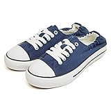 [デクト] レディース スニーカー ローカットスニーカー フラットシューズ カジュアルシューズ ギャザー ゴム パイル生地 大人 ゆるカジ ぺたんこ お洒落 クッション 靴紐 Navy 23cm