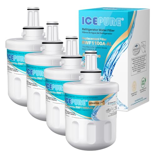 ICEPURE Alkaline DA29-00003G Refrigerator Water Filter Replacement for Samsung DA29-00003A, DA29-00003B, Aqua-Pure Plus, HAFCU1, FMS-1 WSS-1 WF289 RFG237AARS RS22HDHPNSR RSG257AARS, Enhances PH, 4Pack