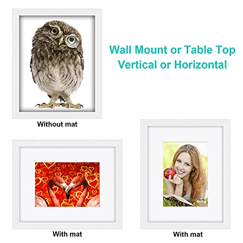Rr Round Rich Design 8X10 Inch Picture Frames Made Of Solid Wood And Hd Glass Display Photos 5X7 With Mat Or 8X10 Without Mat 6Pk White #TOP4