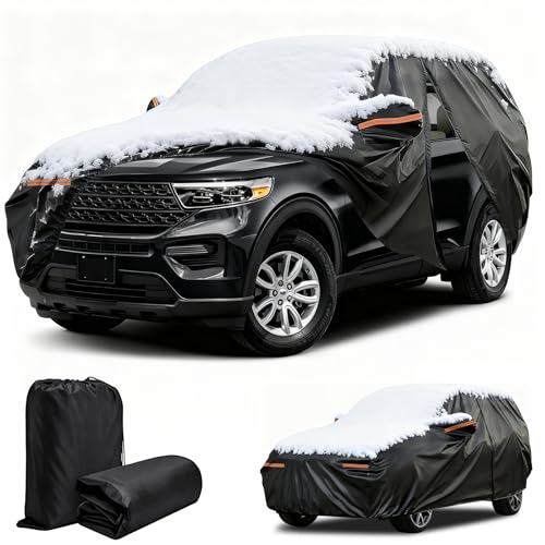 Image of Winter Car Cover for Ford Explorer 1991-2025, Heavy Duty SUV Full Car Cover | Waterproof All Weather Outdoor for Hail Snow Ice Rain Sun UV Dust Protector, with Driver Side Zipper & Reflective Strips