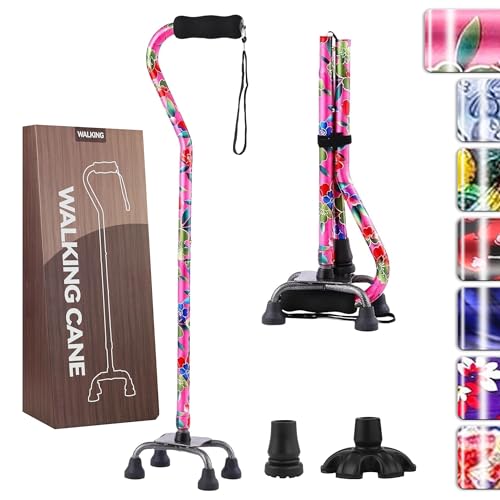YOKABOZE Walking Cane for Women & Men, Folding Offset Quad ...