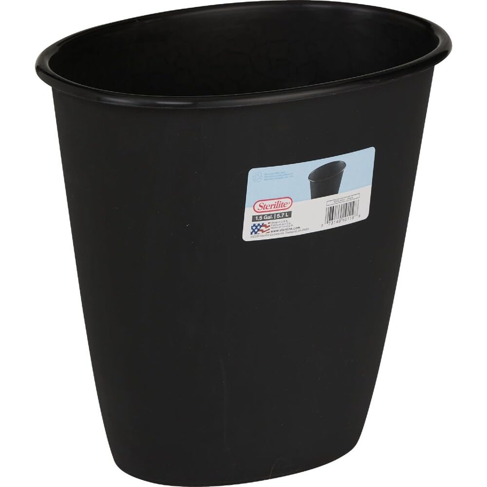 Amazon.com: STERILITE 10119012 1.5 Gallon Black Wastebasket : Home