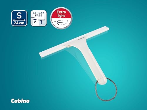 Leifheit Cabino Squeegee for Shower Glass, Window Squeegee with Rubber Lip, Glass, Tile and Shower Screen Wiper with Cleaning Width of 24 cm