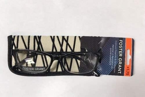 Foster Grant Coloread Black Jules Women's Reading Glasses with Case +1.75
