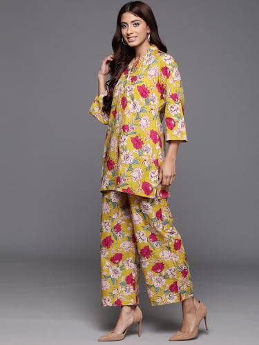 Image of Varanga Women Lavender Floral Printed Cotton Co-Ords
