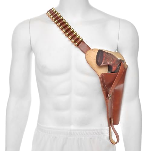World War Supply Brown Leather Shoulder Holster With Shell Loops Fits Smith & Wesson 629 N Frame and Taurus Model 44 Revolvers in 44 Magnum