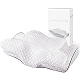 Cervical Contour Pillow,Memory Foam Pillows for Neck and Shoulder Pain Relief,Back Side Stomach Sleeper Bed Pillow with Washable Pillowcase,White