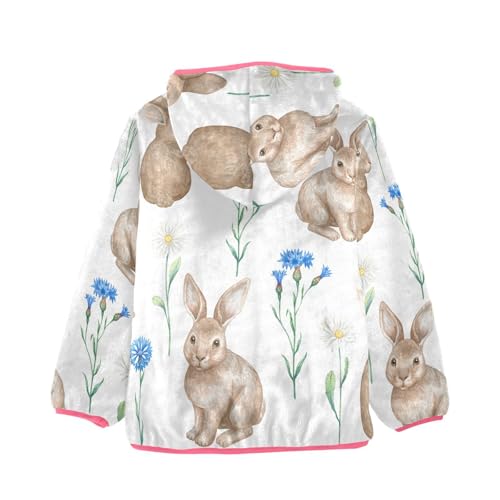 OTVEE Easter Rabbits and Flowers Kids Hoodie Jacket Fall Spring Full Zip Warm Outwear Coat2