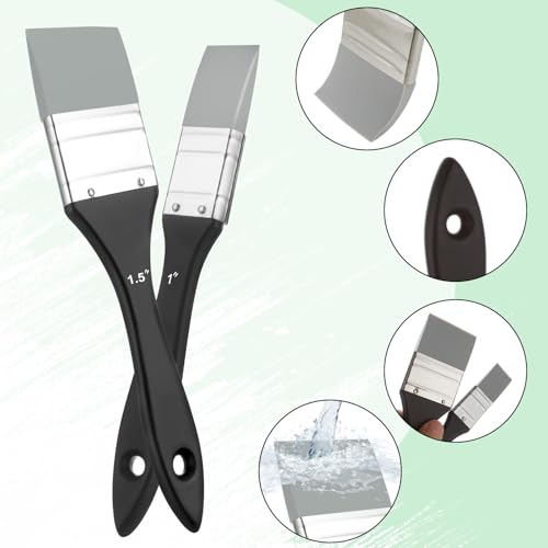 2 Stück Silikon Malen Pinsel,Breit und Schmal Silikonpinsel,Solide Pinsel,Spitzkantiges Solides Flaches Flexibles Malwerkzeug Flachpinsel für Acrylfarben zu Verschieben und zu Entfernen(1Zoll/1.5Zoll)