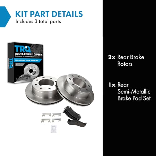 Image of TRQ Rear Brake Pad and Rotor Set Semi Metallic Vented Rotors