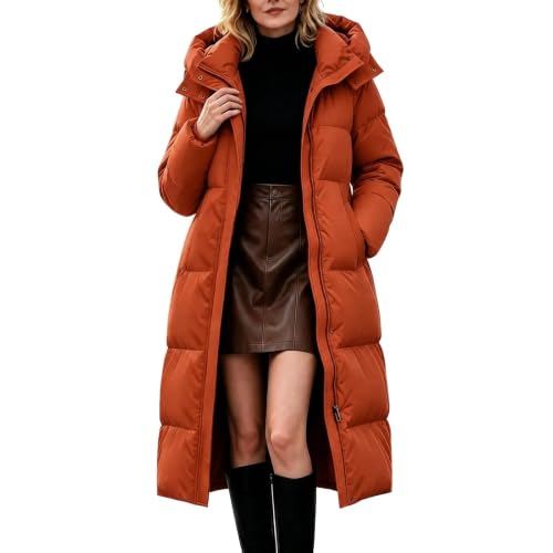 FPMLUXLL Puffer Jacket Womens Long Quilted Hooded Winter Coats with Pockets - image 1