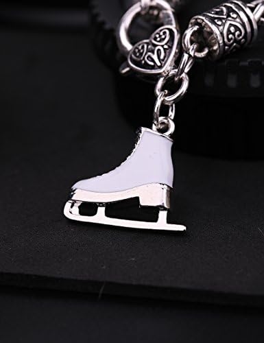 My Shape 3D Turquoise Crystal Ice Skate Figure Skating Charm Bracelet Bangle for Girls Fashion Jewelry