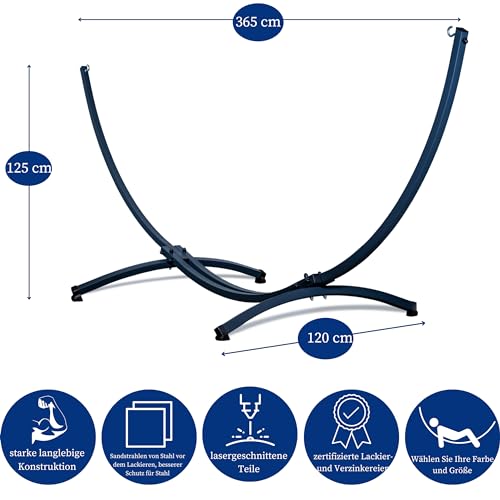 Hängemattengestell Potenza Outdoor XXL mit 350 cm Länge und 220 kg Tragkraft