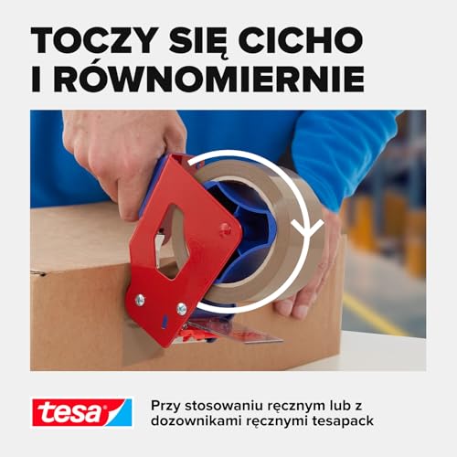 tesapack taśma do pakowania – samoprzylepna taśma pakowa do oklejania paczek – gruba i mocna – do kartonów o średniej wadze – 6x 66 m x 50 mm – brązowa