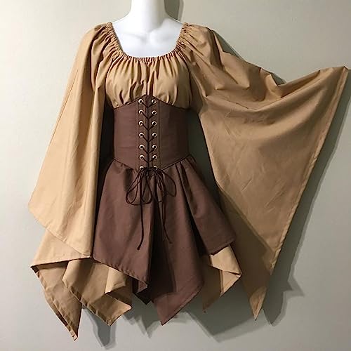 Robe médiévale femme pour Halloween réglable avec corset