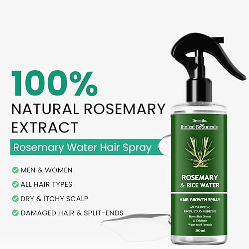 Image of Bioleaf Botanicals Rosemary Water For Hair Growth (200 ml) | Mist Spray for Hairfall | Rosemary Hair Mist | Adds Shine & Helps Reduce Hairfall, Strengthens Hair | For All Hair Types | For Men & Women