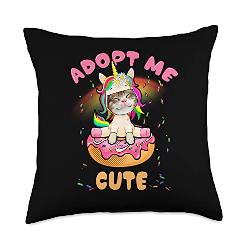 Adopt Me Pets Cute Cat Donut Unicorn Throw Pillow