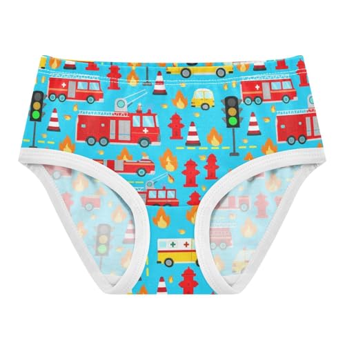 Joisal Girls Underwear Toddler 2t Cotton Little Girl Panties Flower Kids Undies Briefs Cute Cartoon Fire Trucks Blue