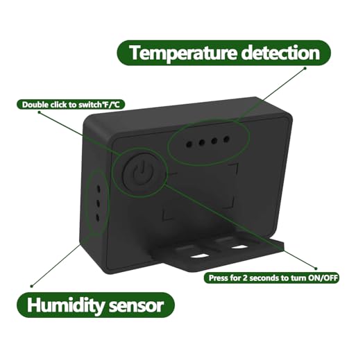 Image of Black Reptile Thermometer Hygrometer with Climate Comfort Indicator, Fast Accurate LCD Digital Temperature & Humidity Monitor for Ball Python, Crested Gecko, Tortoise, Frog Tanks